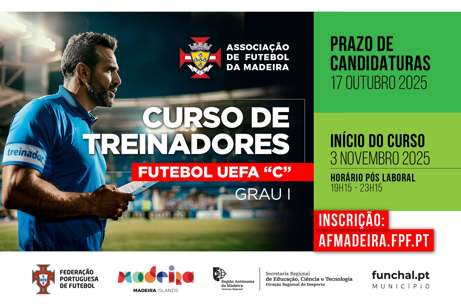 Cursos de Treinadores Futebol UEFA "C": candidaturas abertas